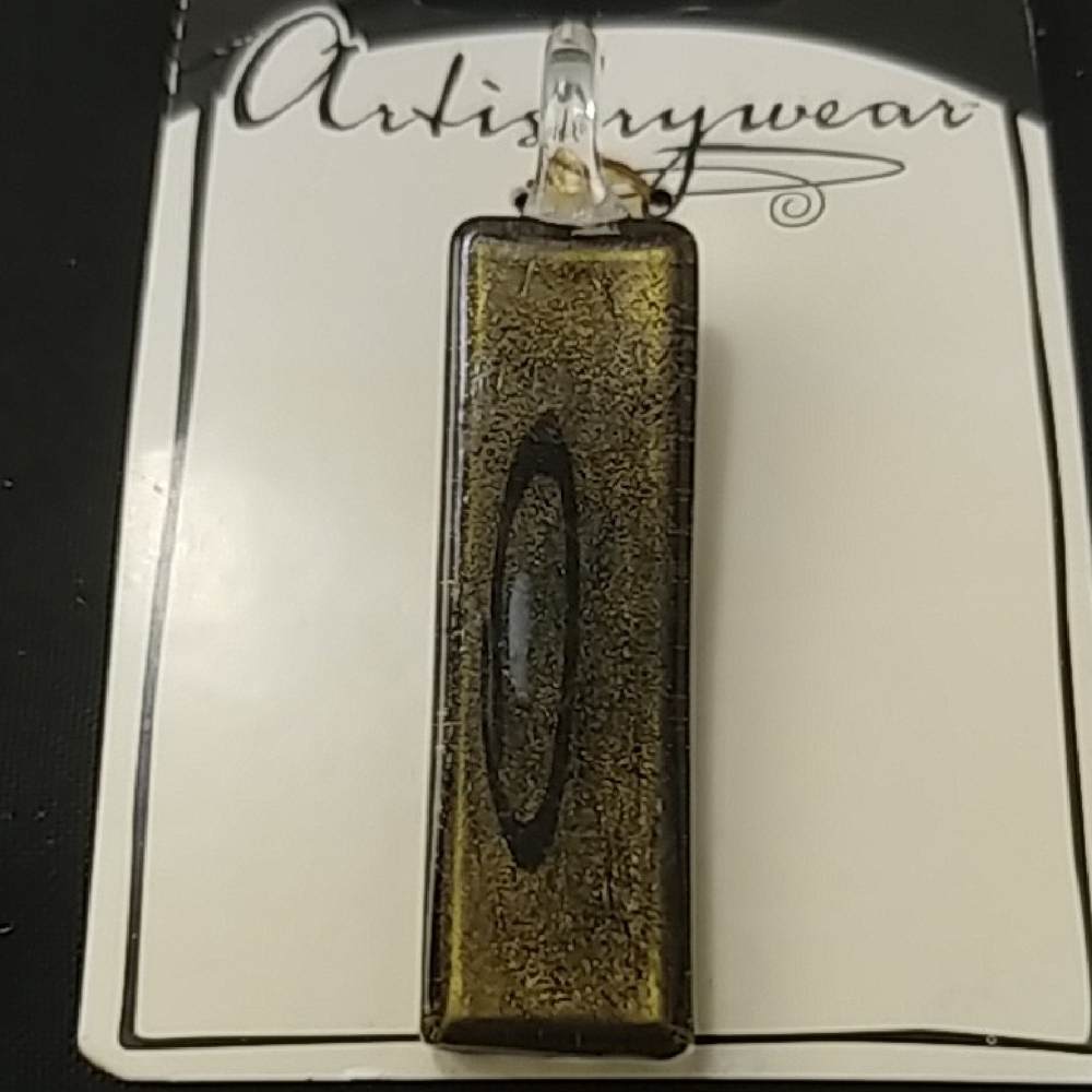 Artistrywear Gold and Black Glass Pendant